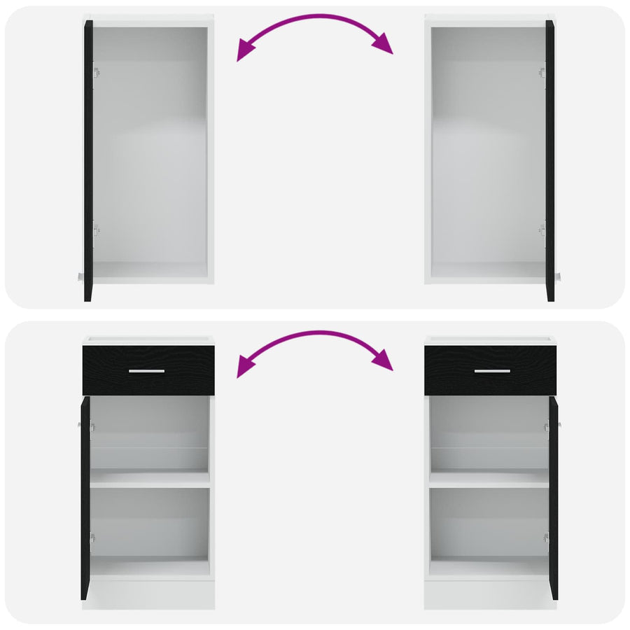 Keuken Eenheid Lyon 8 pcs Zwart eiken Bewerkt hout