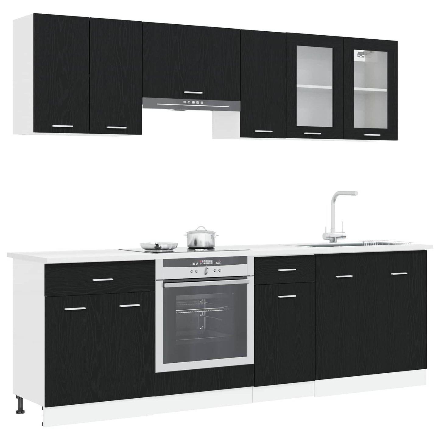 Keuken Eenheid Lyon 8 pcs Zwart eiken Bewerkt hout
