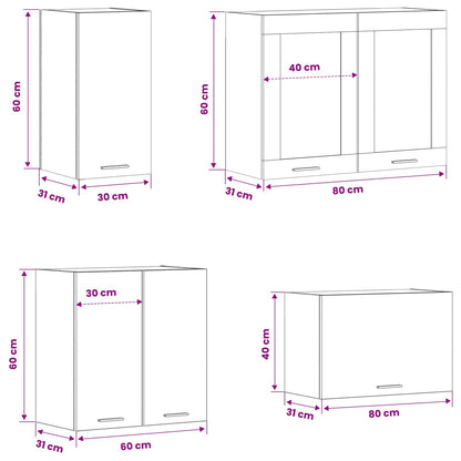 Keuken Eenheid Lyon 8 pcs Zwart eiken Bewerkt hout