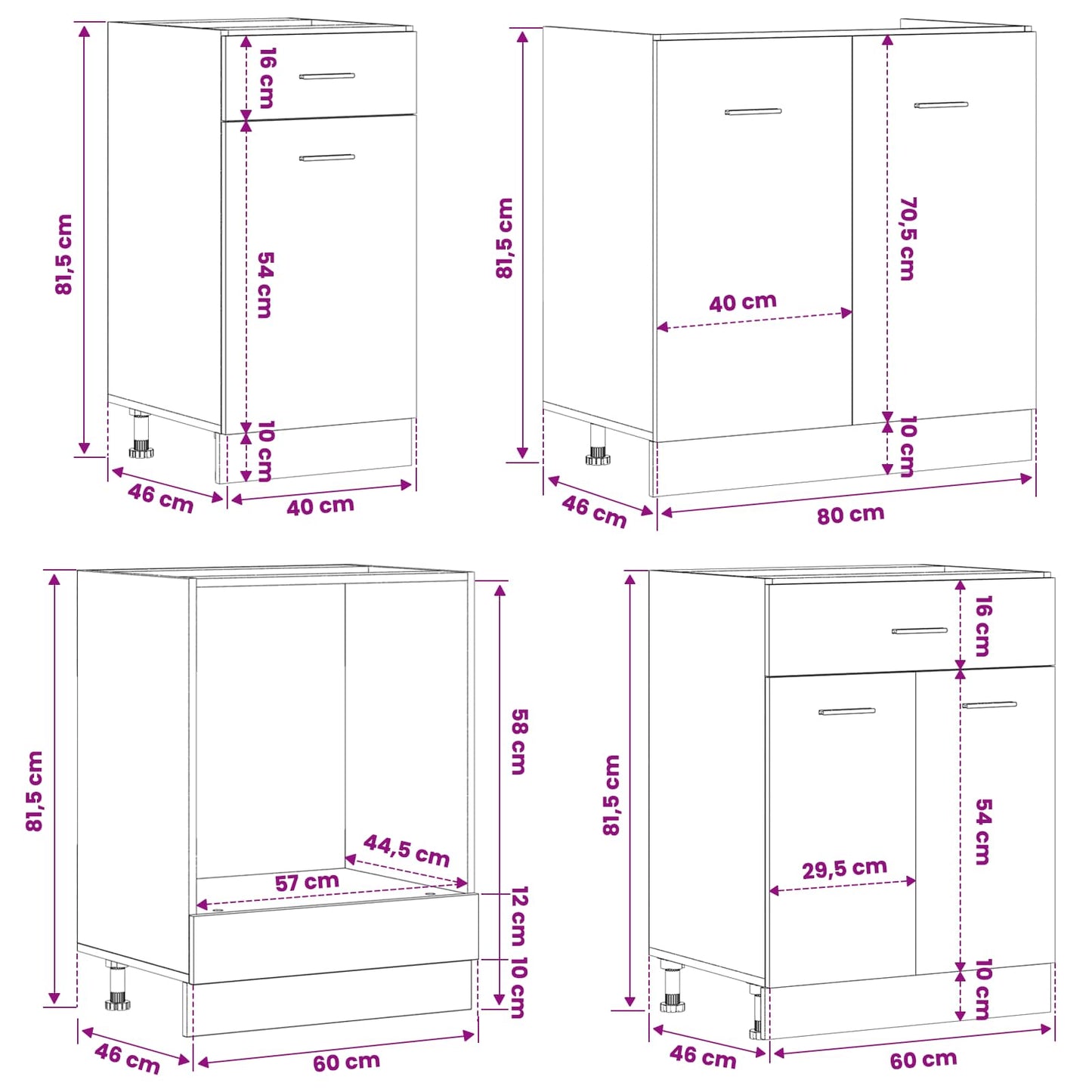 Keuken Eenheid Lyon 8 pcs Zwart eiken Bewerkt hout