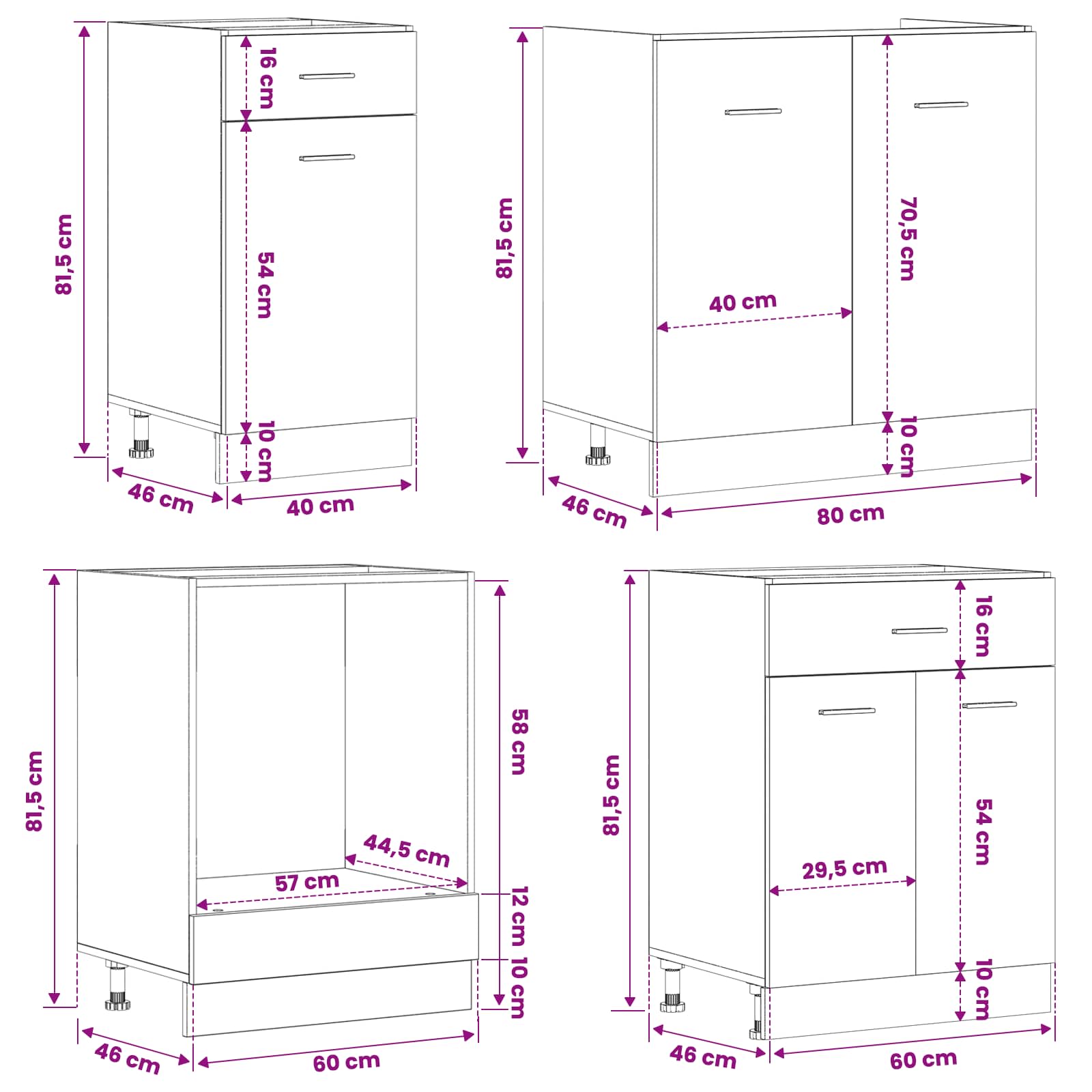 Keuken Eenheid Lyon 8 pcs Zwart eiken Bewerkt hout