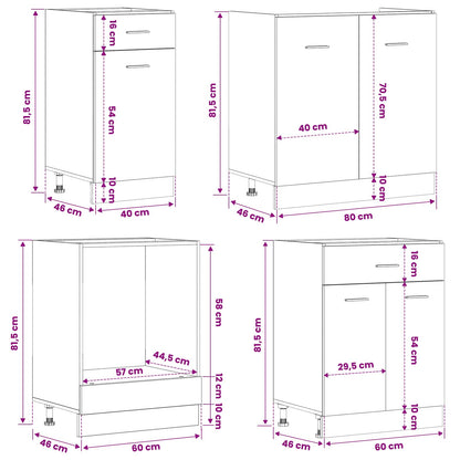 Keuken Eenheid Lyon 8 pcs Zwart eiken Bewerkt hout