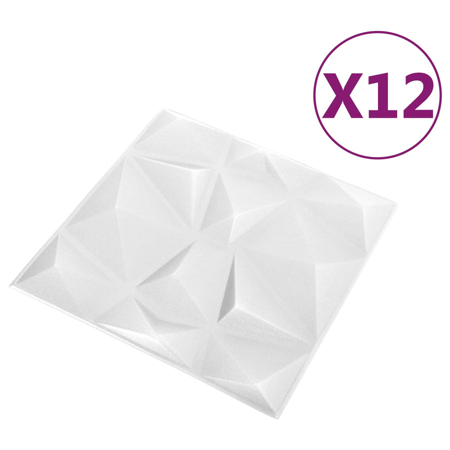 Wandpanelen 12 pcs Diamant Wit 50 x 50 cm XPS Schuim