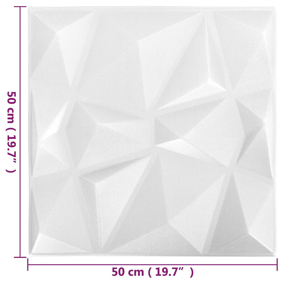 Wandpanelen 24 pcs Diamant Wit 50 x 50 cm XPS Schuim