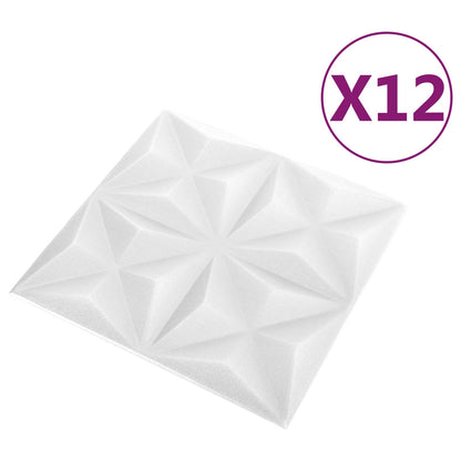 Wandpanelen 12 pcs Origami Wit 50 x 50 cm XPS Schuim