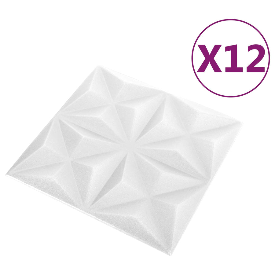 Wandpanelen 12 pcs Origami Wit 50 x 50 cm XPS Schuim