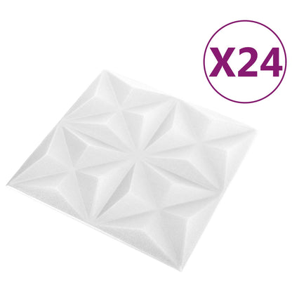 Wandpanelen 24 pcs Origami Wit 50 x 50 cm XPS Schuim