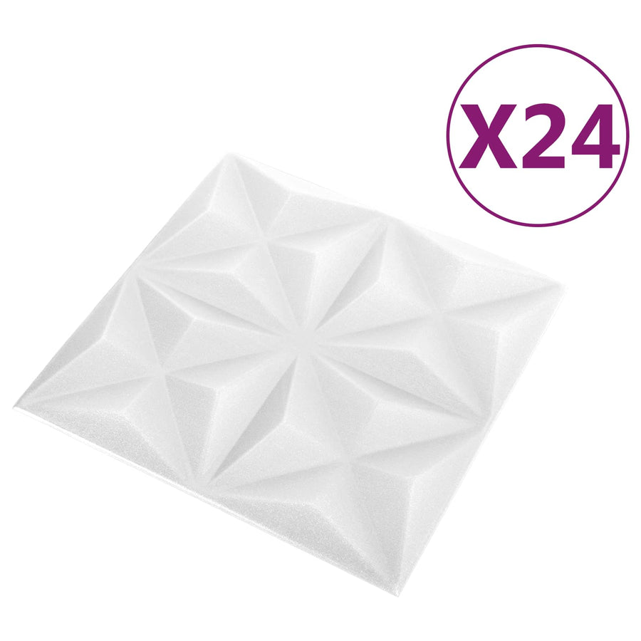 Wandpanelen 24 pcs Origami Wit 50 x 50 cm XPS Schuim