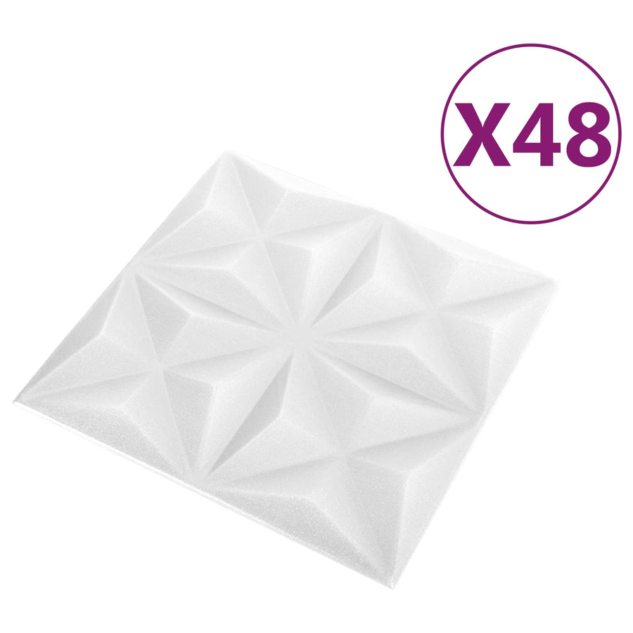 Wandpanelen 48 pcs Origami Wit 50 x 50 cm XPS Schuim