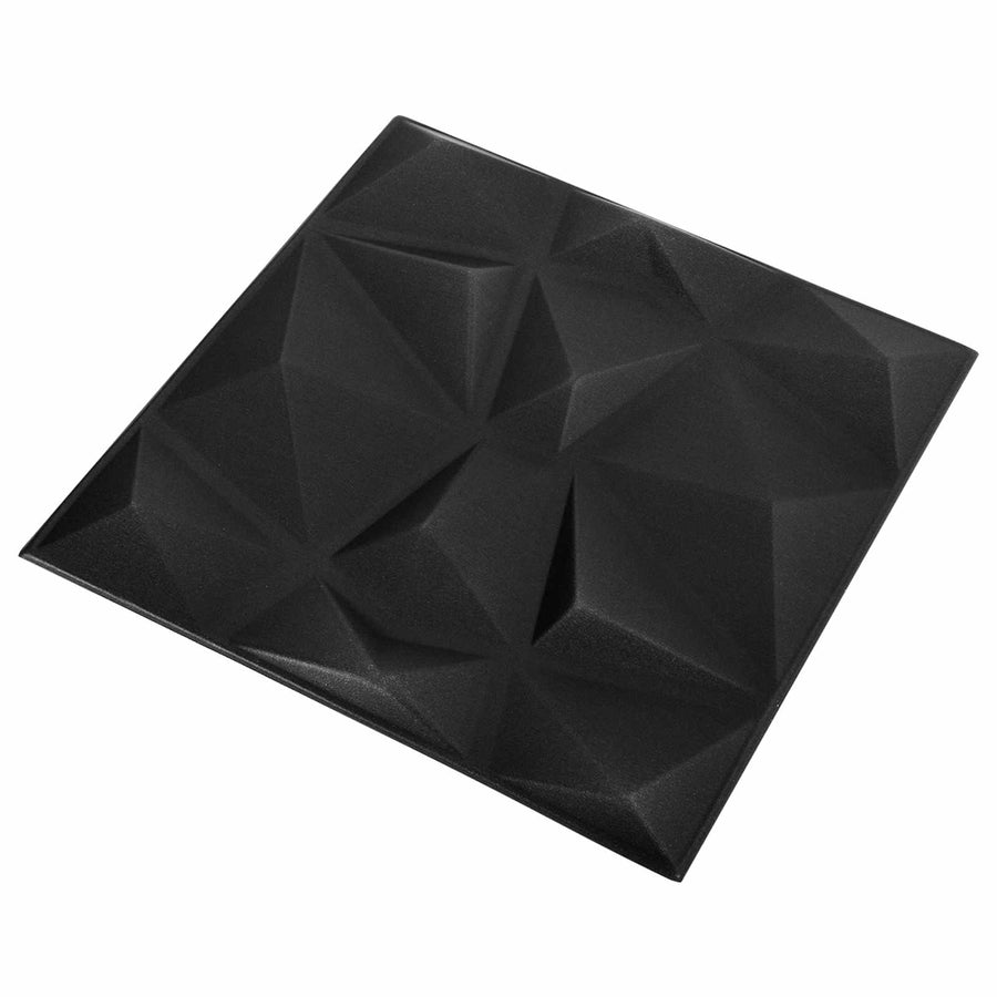 Wandpanelen 12 pcs Diamant Zwart 50 x 50 cm XPS Schuim
