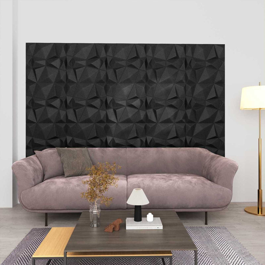 Wandpanelen 48 pcs Diamant Zwart 50 x 50 cm XPS Schuim
