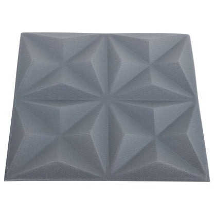 Wandpanelen 24 pcs Origami Grijs 50 x 50 cm XPS Schuim