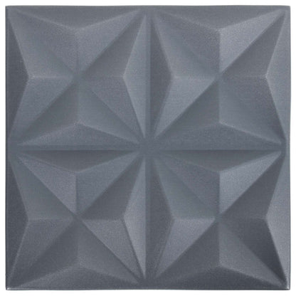 Wandpanelen 24 pcs Origami Grijs 50 x 50 cm XPS Schuim