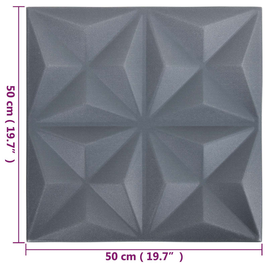 Wandpanelen 48 pcs Origami Grijs 50 x 50 cm XPS Schuim