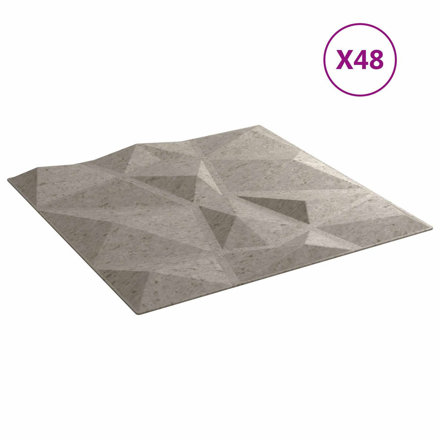 Wandpanelen 48 pcs Beton Grijs 50 x 50 cm XPS Schuim