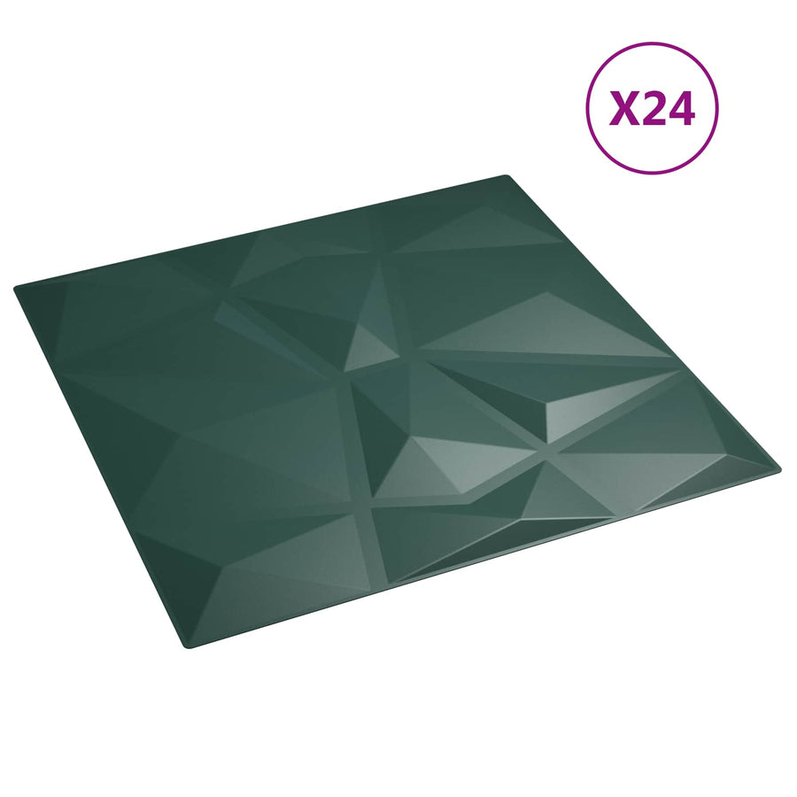 Wandpanelen 24 pcs Groen 50 x 50 cm XPS Schuim