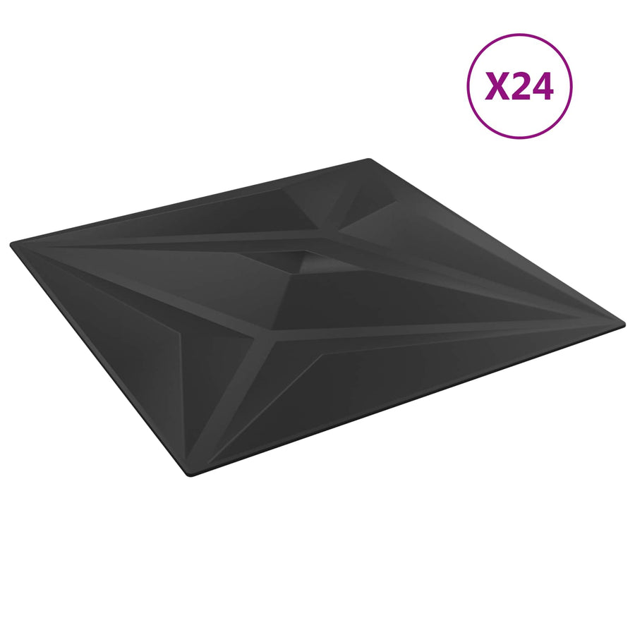 Wandpanelen Ster 24 pcs Zwarte Ster 50 x 50 cm XPS Schuim