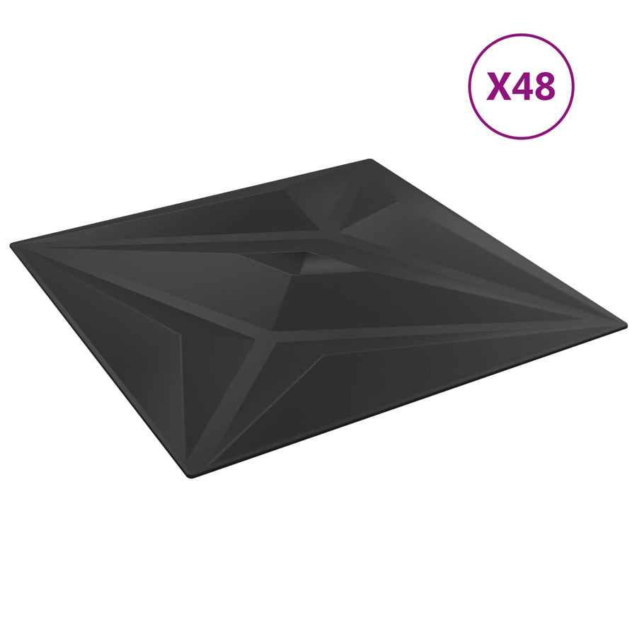 Wandpanelen Ster 48 pcs Zwarte Ster 50 x 50 cm XPS Schuim