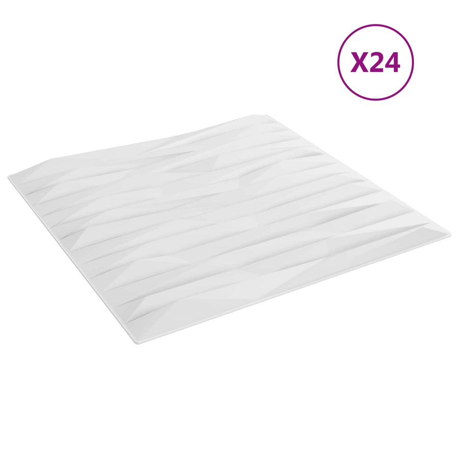 Wandpanelen 24 pcs Wit Steen 50 x 50 cm XPS Schuim
