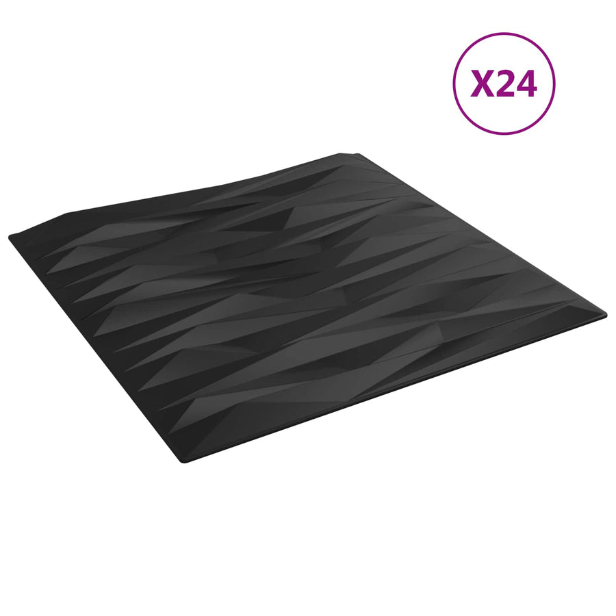Wandpanelen 24 pcs Zwarte Steen 50 x 50 cm XPS Schuim