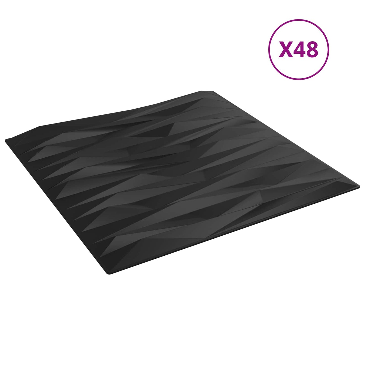 Wandpanelen 48 pcs Zwarte Steen 50 x 50 cm XPS Schuim
