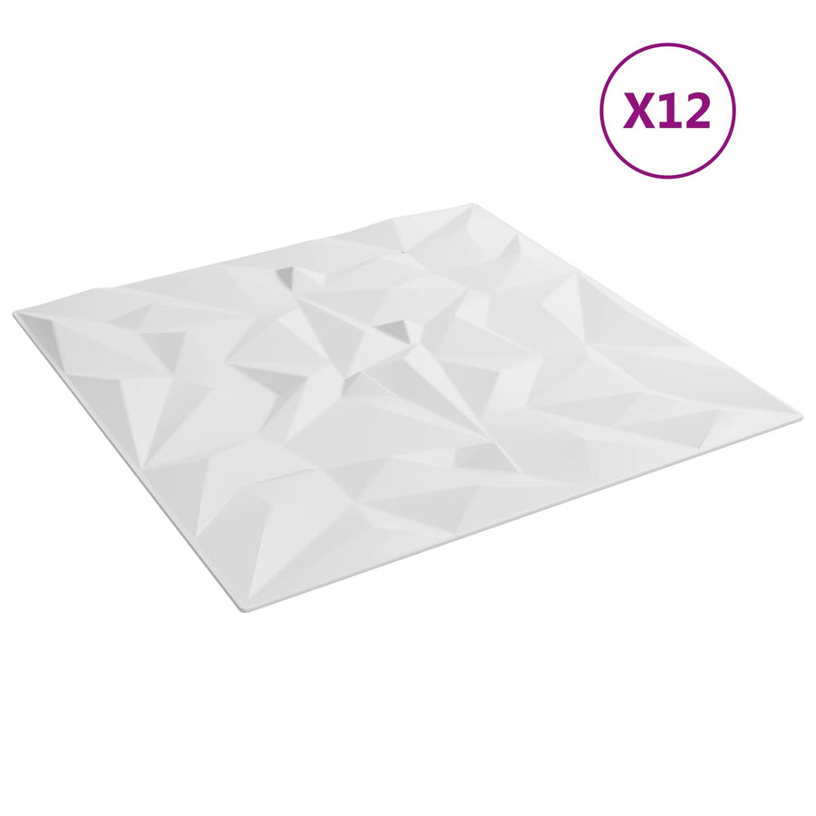 Wandpanelen 12 pcs Wit 50 x 50 cm XPS Schuim