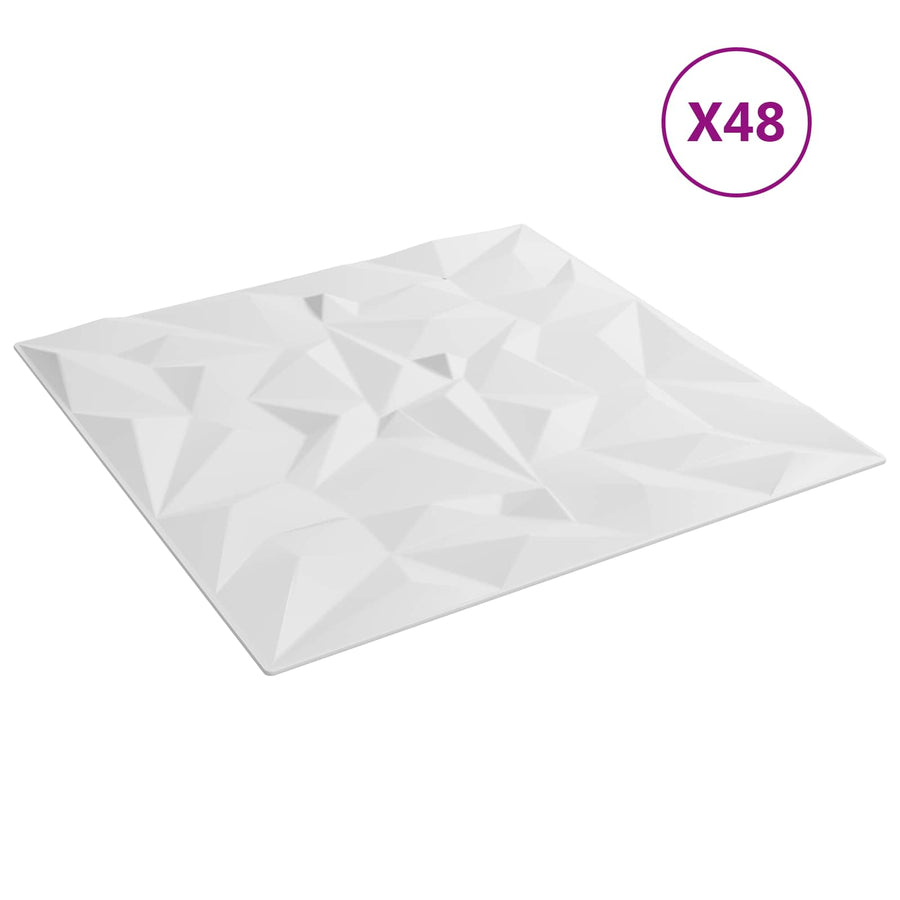Wandpanelen 48 pcs Wit 50 x 50 cm XPS Schuim