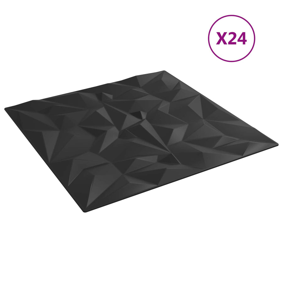 Wandpanelen 24 pcs Zwart 50 x 50 cm XPS Schuim
