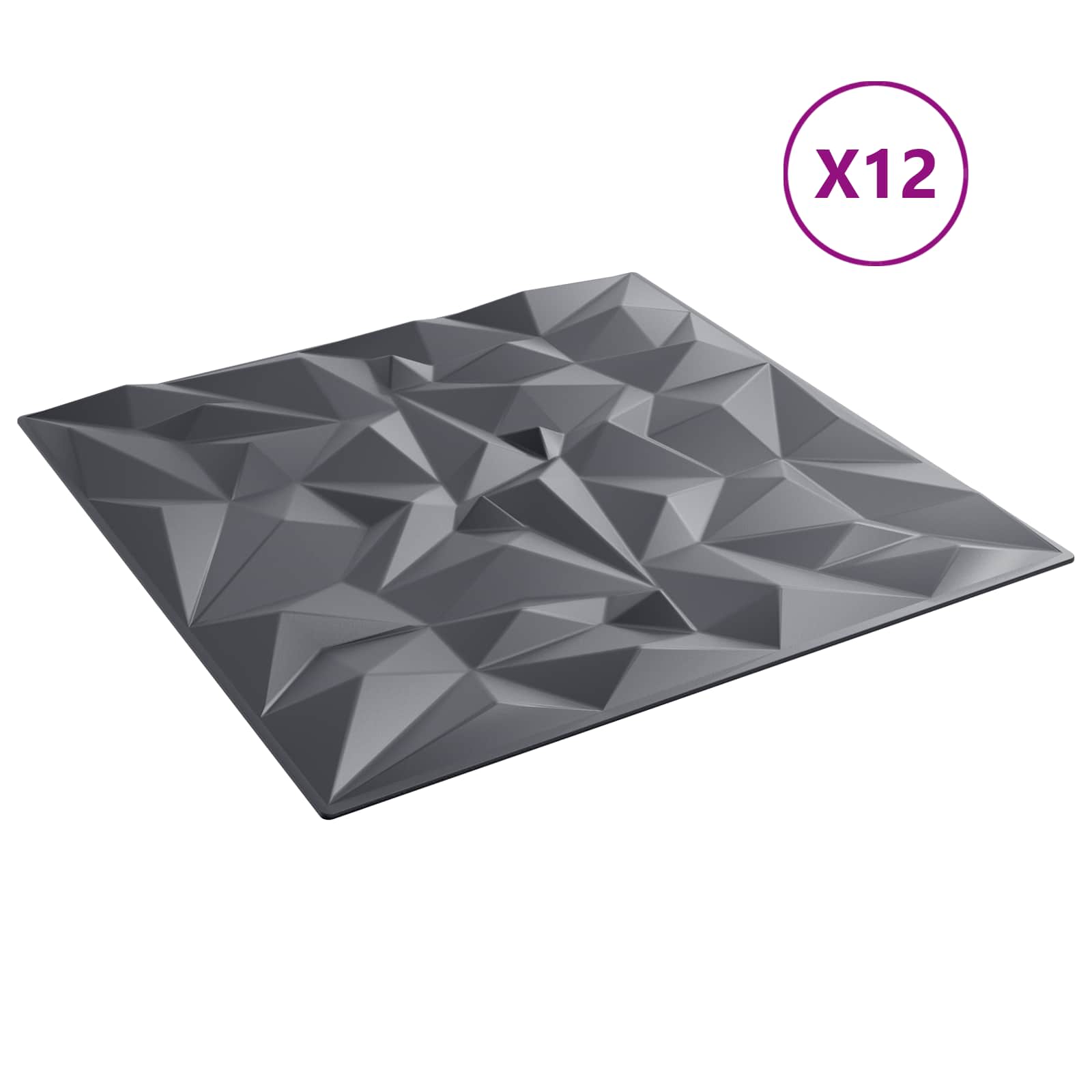 Wandpanelen 12 pcs Amethist Grijs 50 x 50 cm XPS Schuim