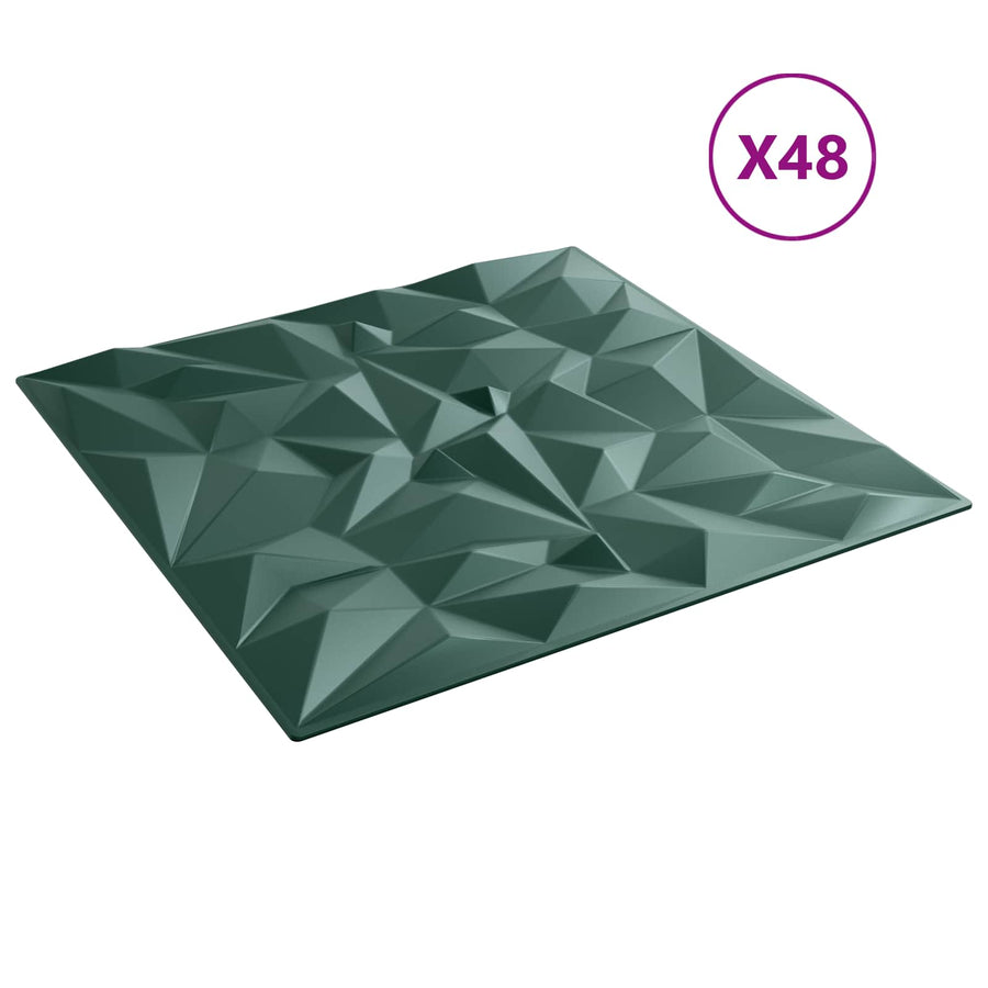 Wandpanelen 48 pcs Amethist Groen 50 x 50 cm XPS Schuim
