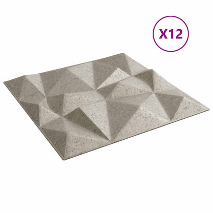 Wandpanelen 12 pcs Diamant Beton 50 x 50 cm XPS Schuim
