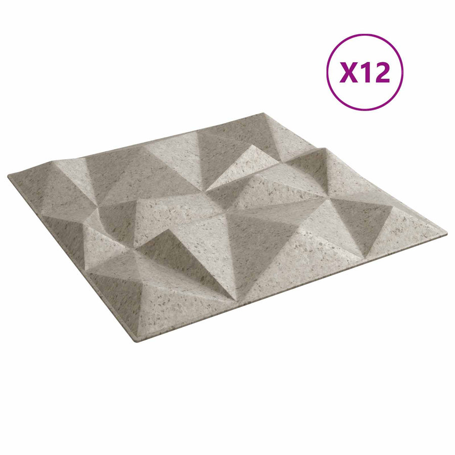 Wandpanelen 12 pcs Diamant Beton 50 x 50 cm XPS Schuim