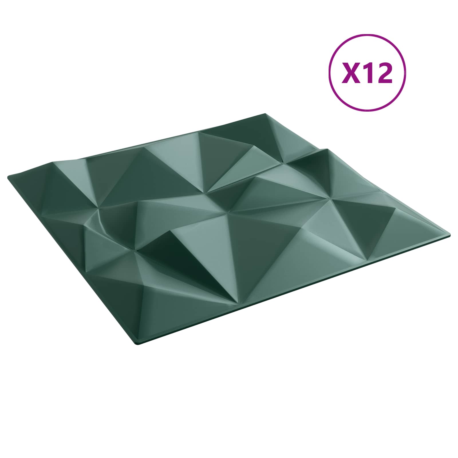 Wandpanelen 12 pcs Diamant Groen 50 x 50 cm XPS Schuim