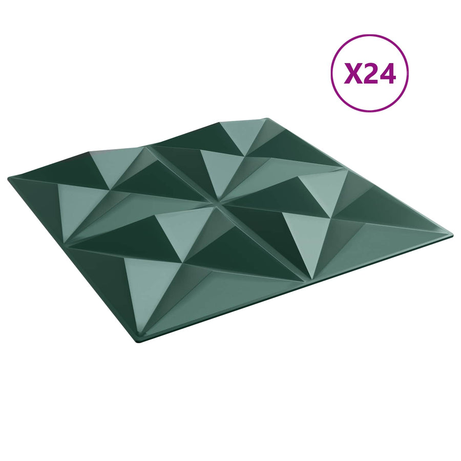 Wandpanelen 24 pcs Origami Groen 50 x 50 cm XPS Schuim