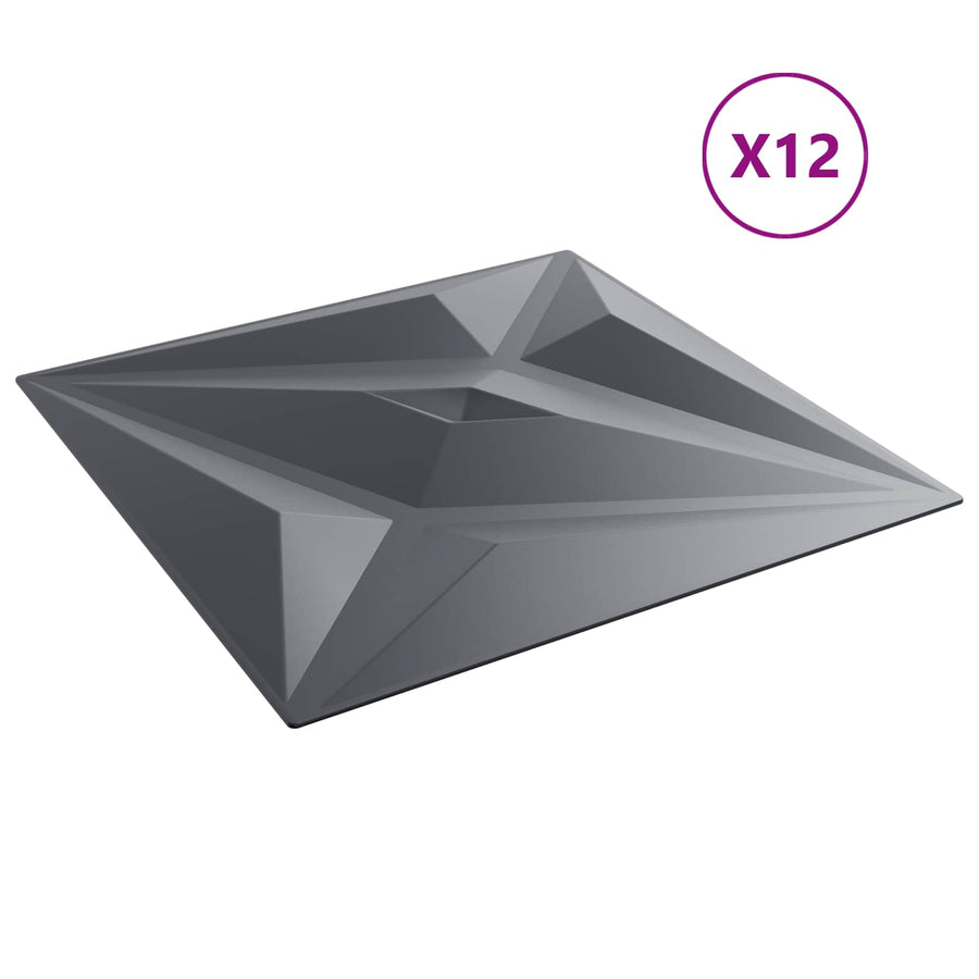 Wandpanelen Ster 12 pcs Ster Grijs 50 x 50 cm XPS Schuim