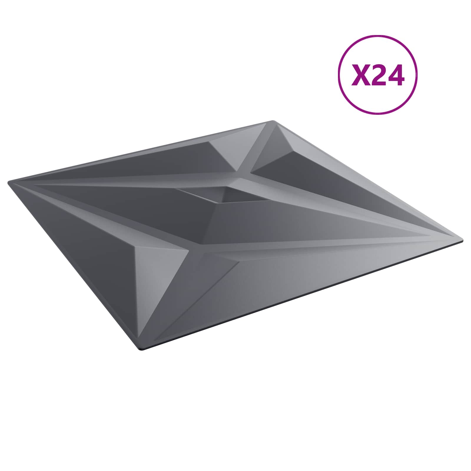 Wandpanelen Ster 24 pcs Ster Grijs 50 x 50 cm XPS Schuim