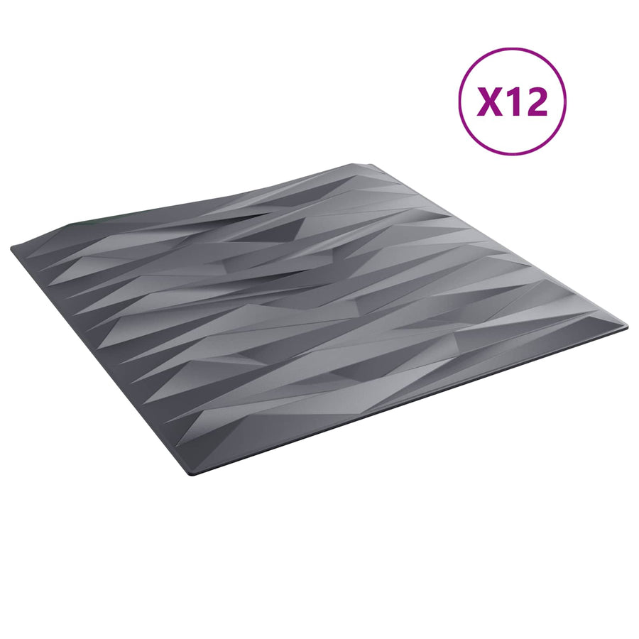 Wandpanelen 12 pcs Stone Grey 50 x 50 cm XPS Schuim