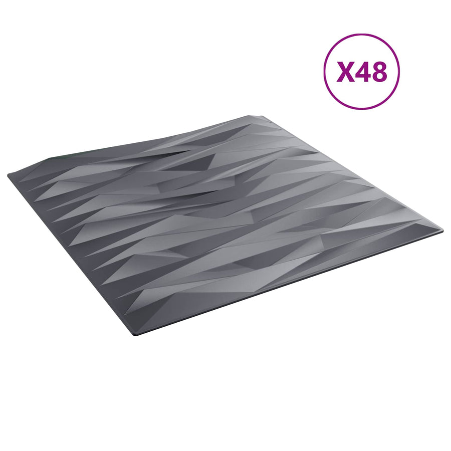 Wandpanelen 48 pcs Stone Grey 50 x 50 cm XPS Schuim