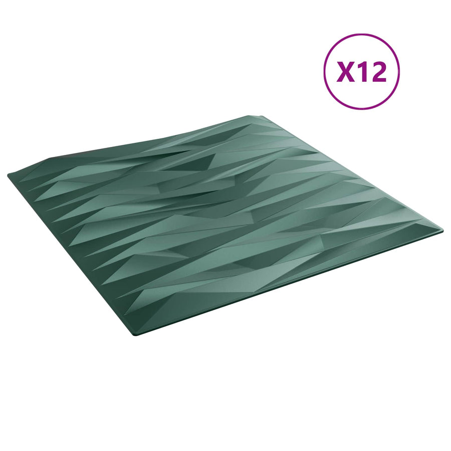 Wandpanelen 12 pcs Steen Groen 50 x 50 cm XPS Schuim