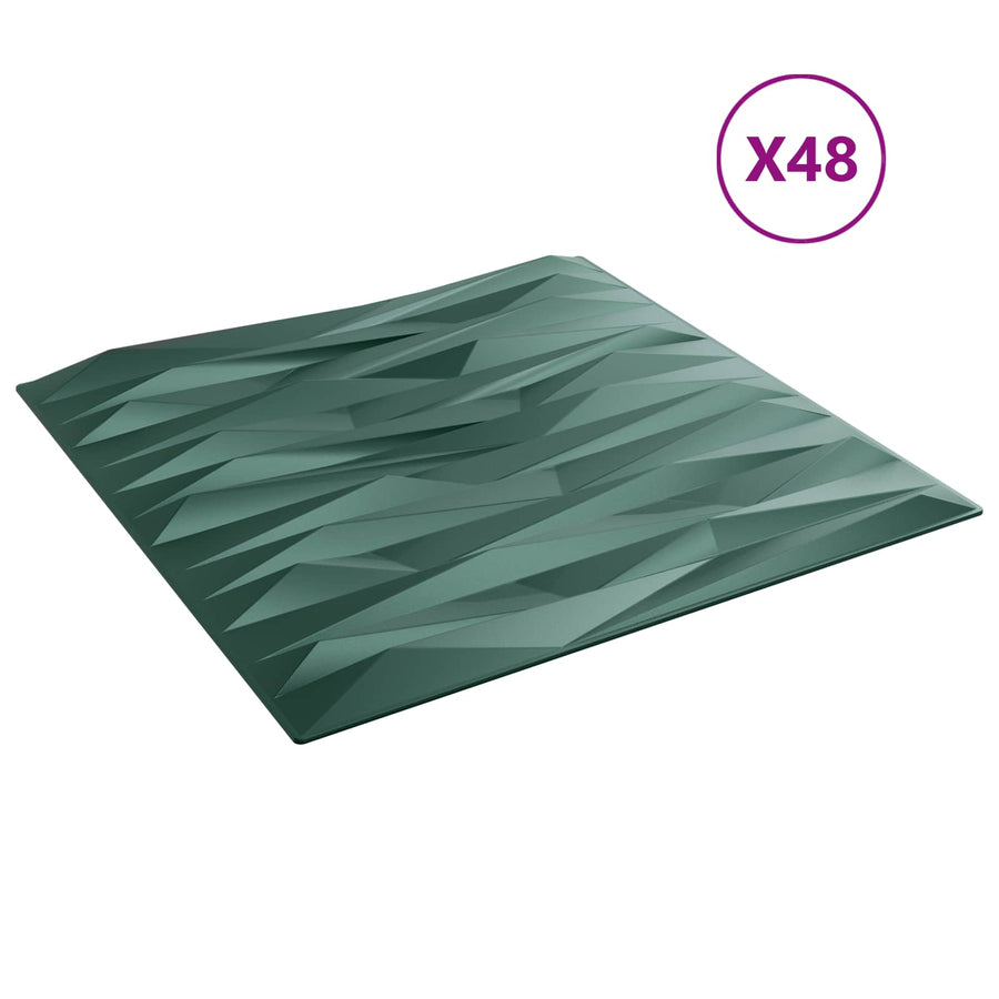 Wandpanelen 48 pcs Steen Groen 50 x 50 cm XPS Schuim