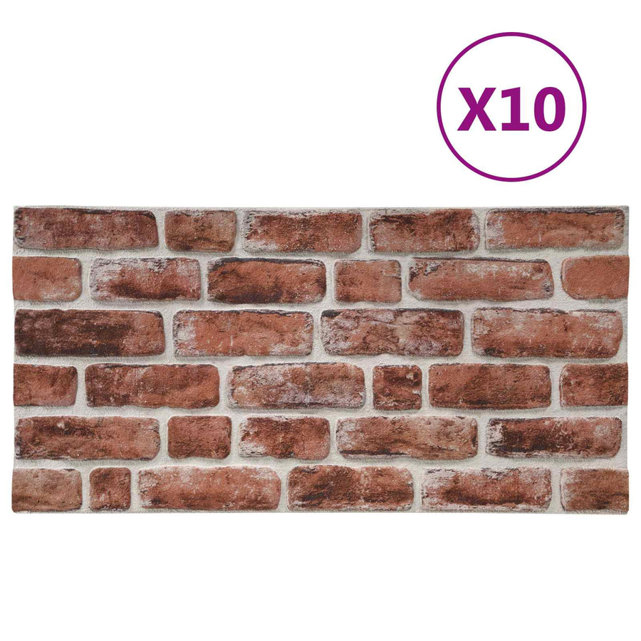Wandpanelen 10 pcs Donkerbruin en Wit 100 x 50 cm EPS-schuim