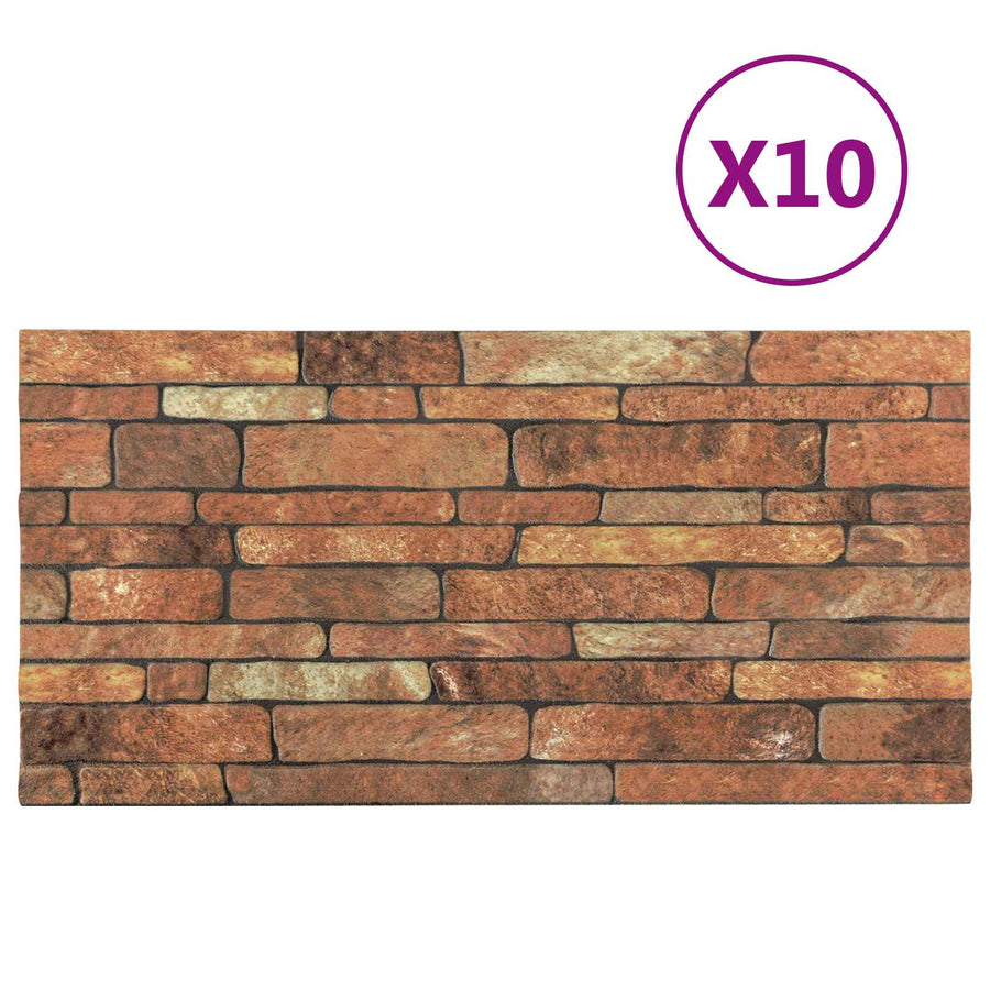 Wandpanelen 10 pcs Bruin en wit 100 x 50 cm EPS-schuim