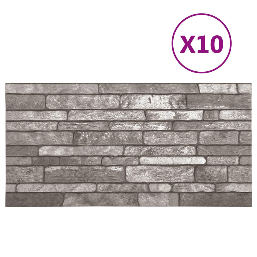 Wandpanelen 10 pcs Donkergrijs 100 x 50 cm EPS-schuim