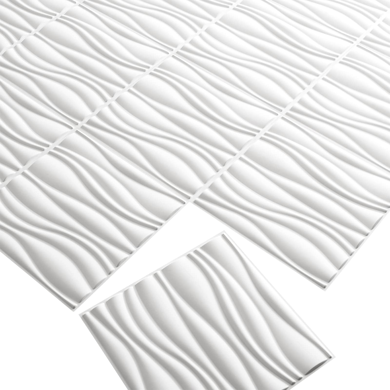 Wandpanelen 12 pcs Wit 50 x 50 cm Gevormde Natuurlijke Plantenvezel