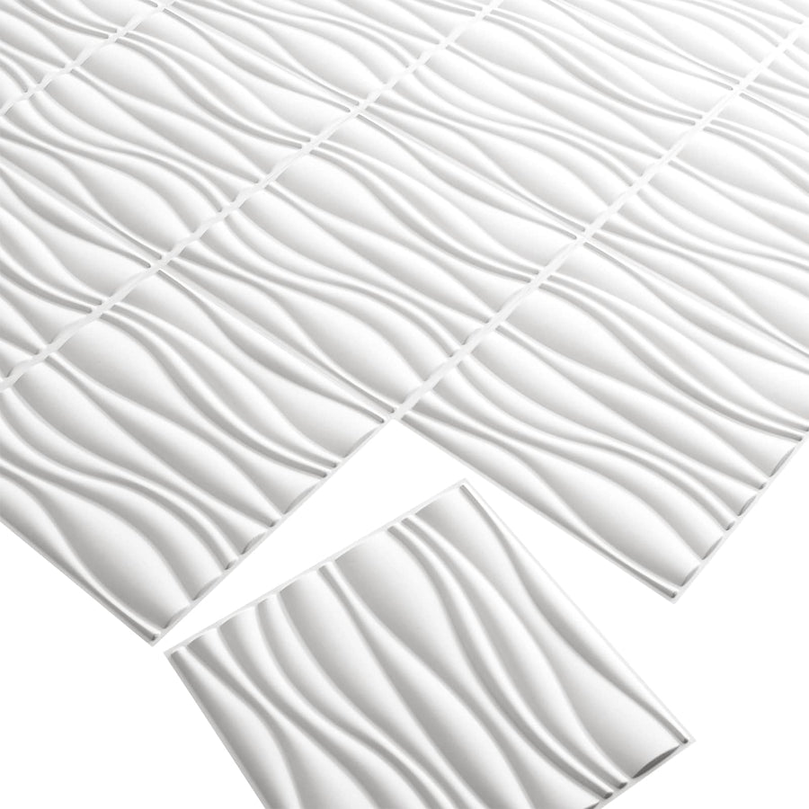 Wandpanelen 12 pcs Wit 50 x 50 cm Gevormde Natuurlijke Plantenvezel