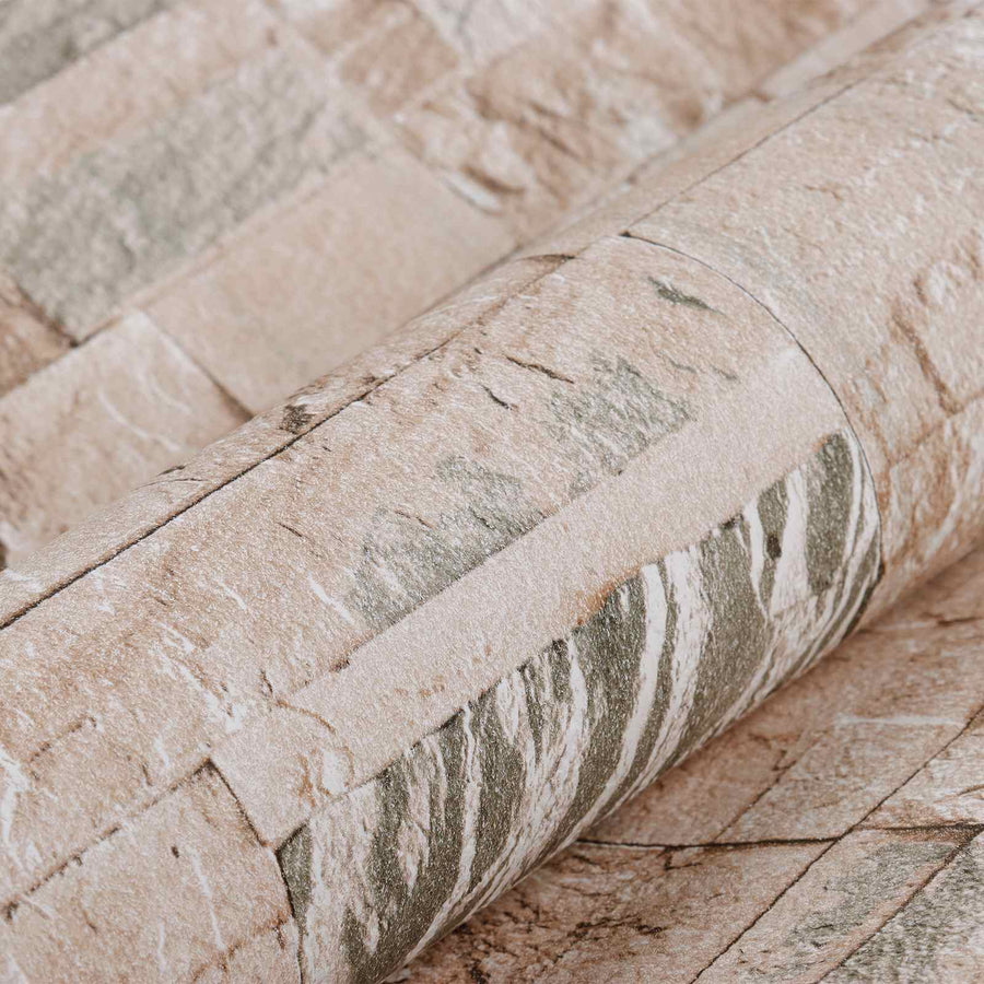 3D Steen Behang Beige 10 x 0,53 m Non-Woven Stof