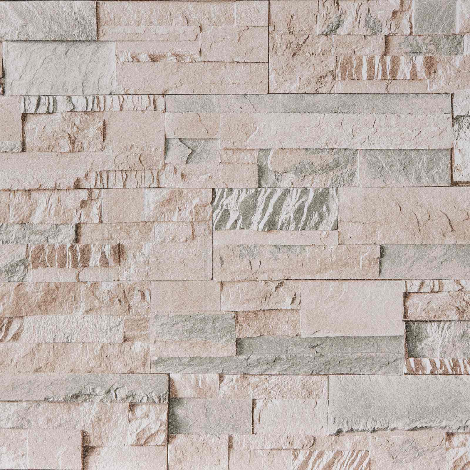 3D Steen Behang Beige 10 x 0,53 m Non-Woven Stof