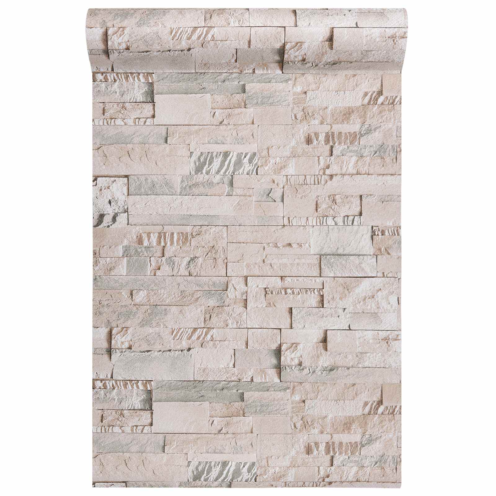 3D Steen Behang Beige 10 x 0,53 m Non-Woven Stof