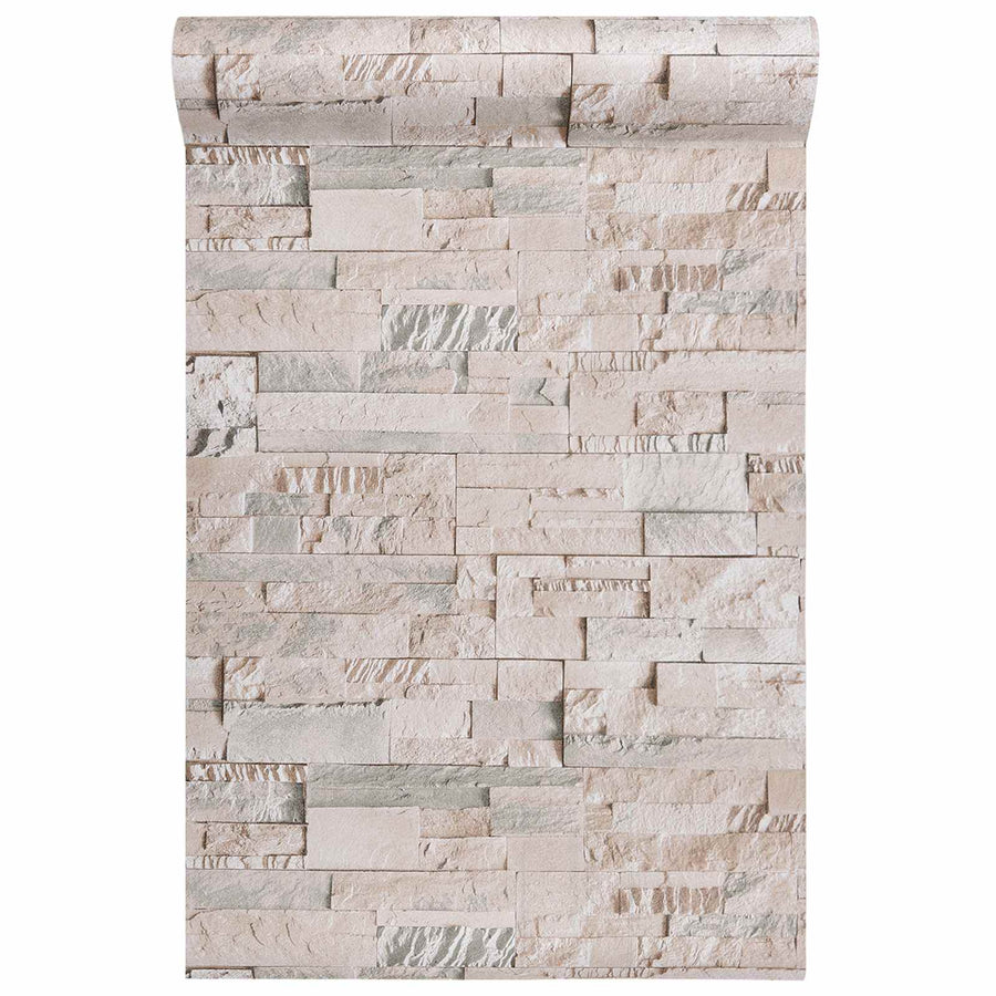 3D Steen Behang Beige 10 x 0,53 m Non-Woven Stof