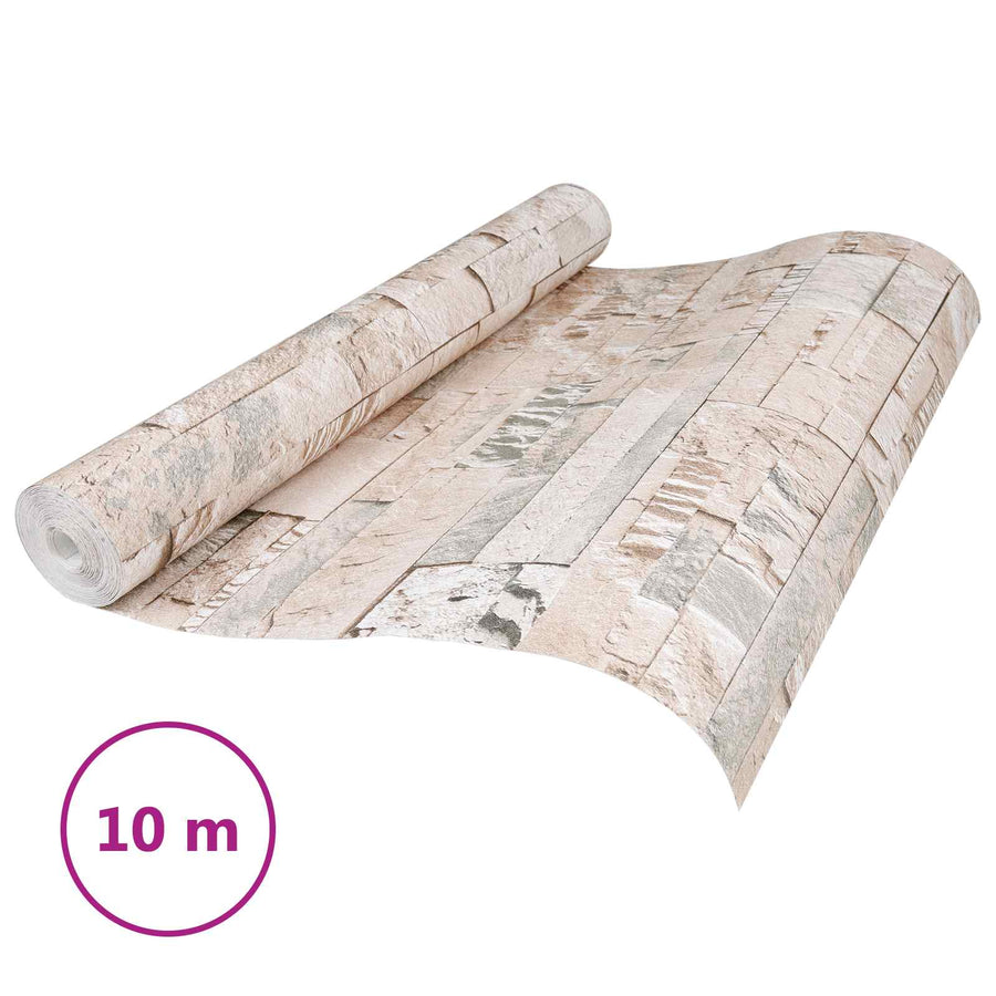 3D Steen Behang Beige 10 x 0,53 m Non-Woven Stof
